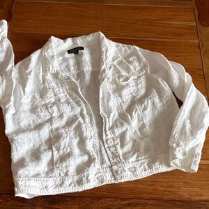 Nicole miller Crisp White 💯 linen Jacket